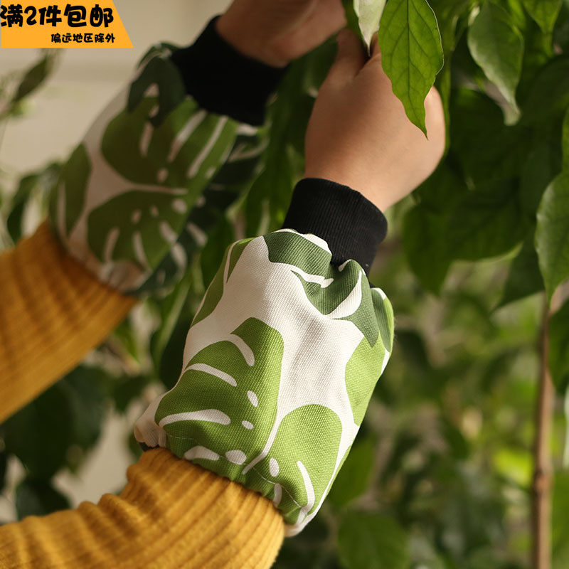 Korean version of pure cotton with rib mouth children's sleeves canvas adult short sleeves office anti-fouling sleeves children's sleeves