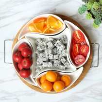 Pure White European ceramic fruit plate fish tail multi-grid ceramic platter afternoon tea dried fruit snack plate