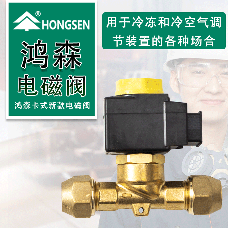 Hongsen cassette refrigeration solenoid valve Cold storage air conditioning heat pump two-way solenoid valve screw welding port refrigerator valve accessories