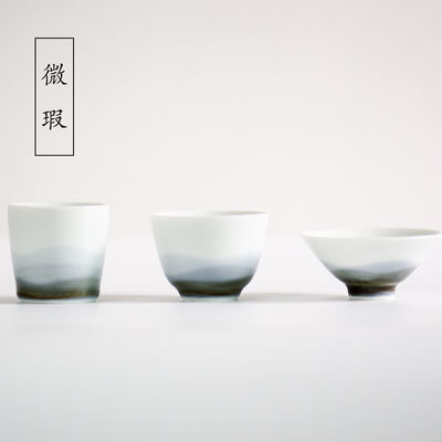 Mu Chu 'er's hand-painted matte ink-wash style tea cup with minor flaws, for personal use, free shipping, Jingdezhen