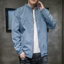 2021 spring and autumn new mens stand-up collar jacket Korean version casual wild jacket solid color simple sports jacket