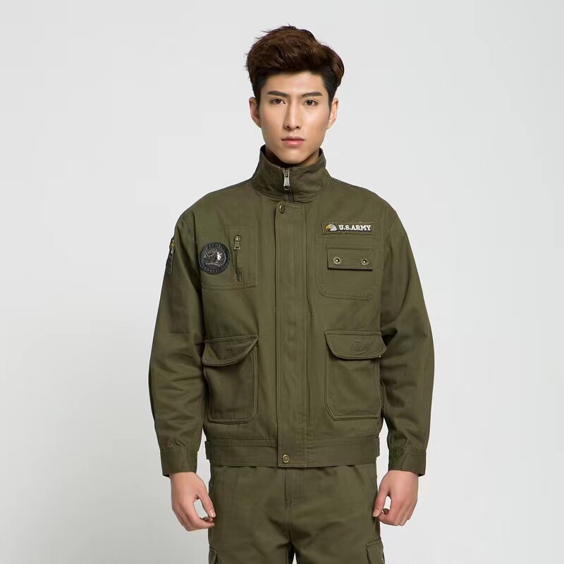Outdoor military green cotton spring and autumn casual cotton suit work clothing factory workshop workshop of the workshop of the workshop of the Labor Insurance Workplace