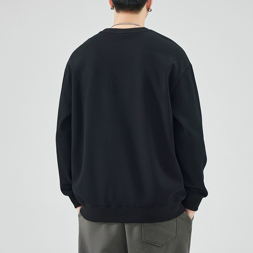 Осенний демисезонный трендовый черный ретро свитшот, коллекция 2023, свободный крой