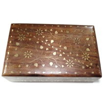 India Nepal handmade mahogany sour branch embedded brass pattern jewelry box solid wood storage box home decoration ornaments