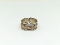 Tibet India Nepal handmade three-color copper braid Sanskrit six-character mantra ring ring opening for men and women
