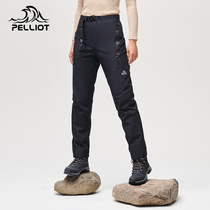 Pelliot 2023 New Outdoor Jacket Pants Womens Autumn and Winter Polar Fleece Thickened Warm Fleece Mountaineering Coldproof Plus Fleece Pants