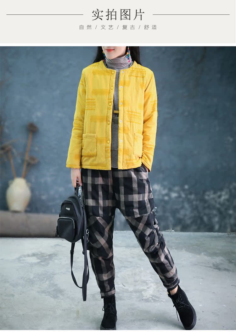 Quần áo gỗ tây cotton và vải lanh dày cộng với áo khoác cotton nữ văn học cotton cotton mùa đông kích thước lớn áo khoác cotton retro áo khoác cotton áo phao parka nữ