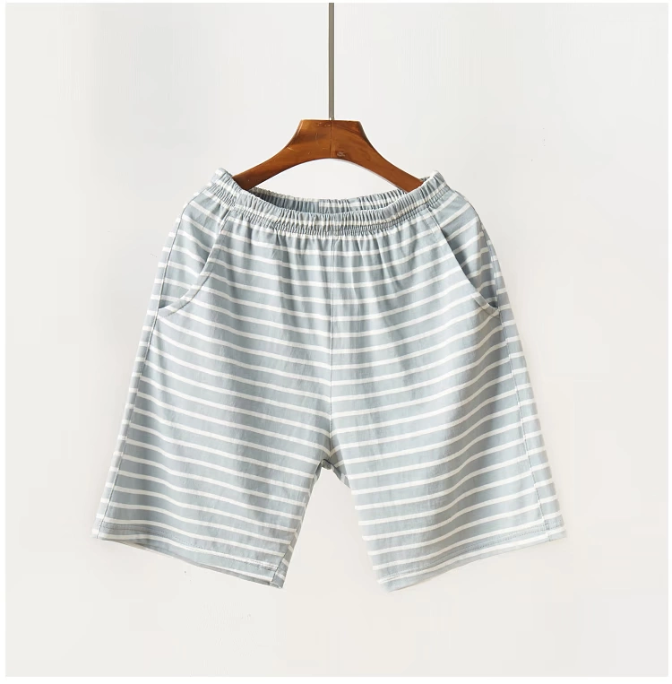 Quần short mùa hè, quần pyjama nam, quần đi biển cotton sọc năm điểm, quần trung, quần mặc nhà nam, quần ở nhà, có thể mặc ngoài - Quần tây