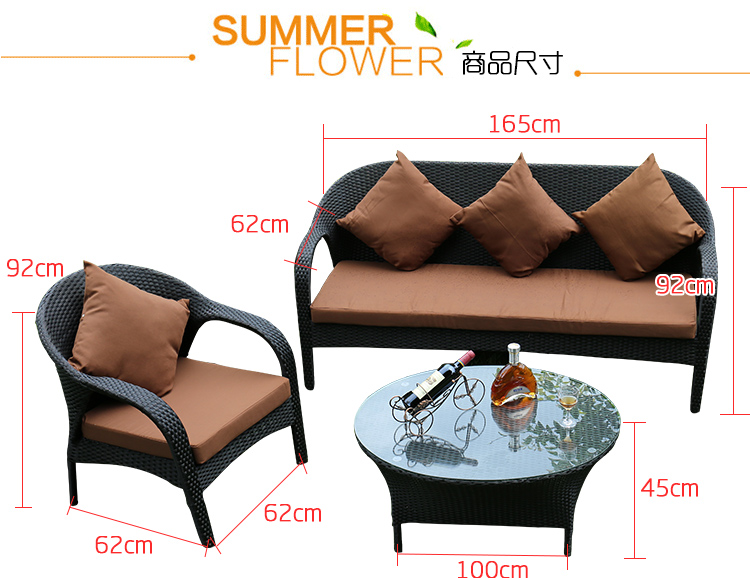 Bàn ngoài trời và ghế mây sofa bàn vườn và ghế mây ghế mây ban công đồ gỗ ngoài trời bàn ghế ba chỗ ngồi băng ghế dự bị