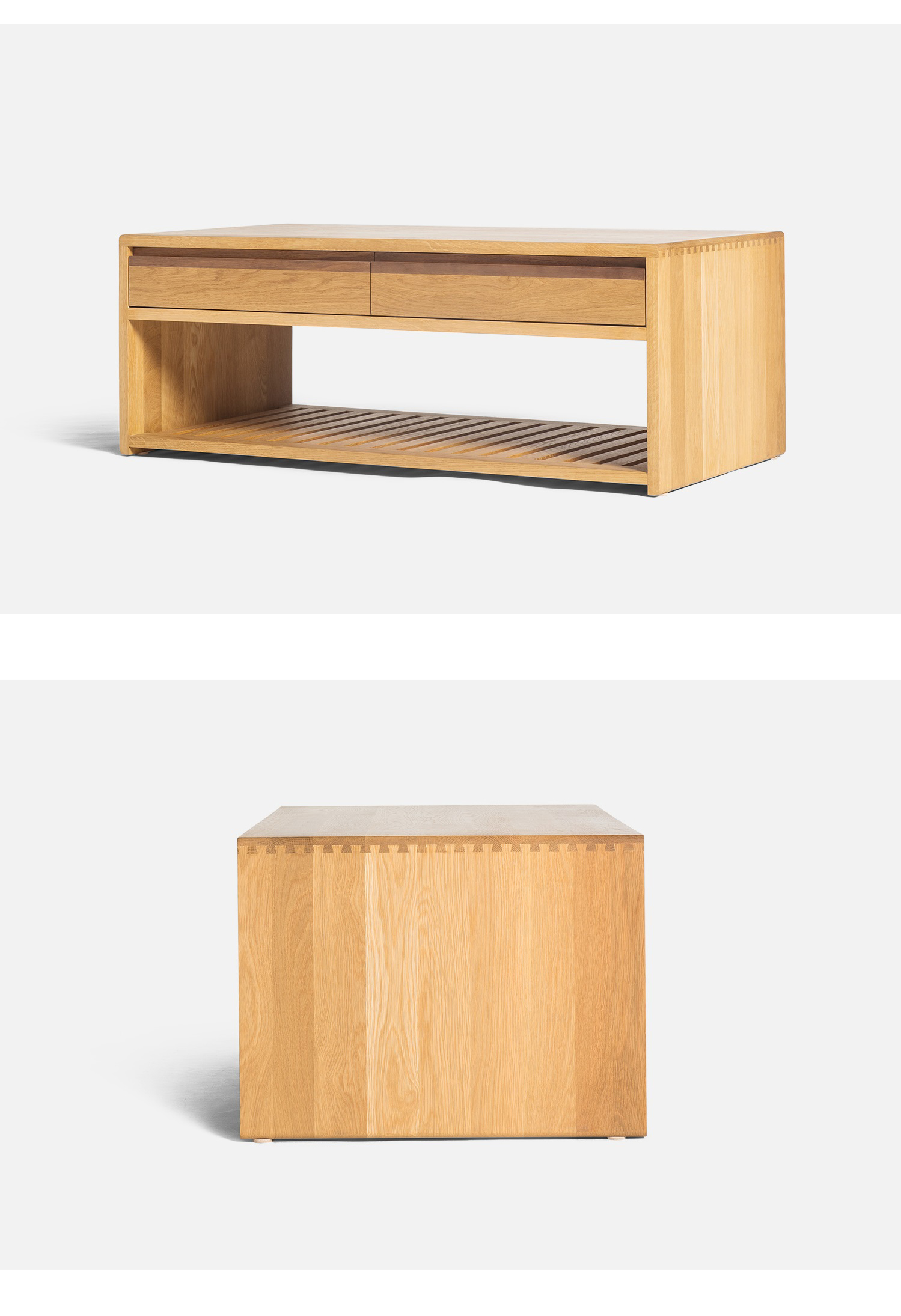 Và đồ nội thất bằng gỗ Bắc Âu Tối giản Nhật ký Elm White Oak Black Walnut Bàn cà phê bằng gỗ nguyên khối có ngăn kéo CJ028 - Bàn trà bàn kính sofa