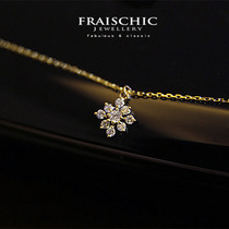 Fraischic snow natural high white flash diamond 18 points snowflake 18K gold pendant choker
