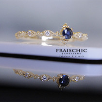 Fraischic Romance 18K gold natural sapphire diamond ring female birthday Valentines Day