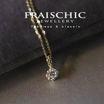 Fraischic shine Seiko Single Diamond 18K Gold Clavicle Diamond Necklace Pendant Women