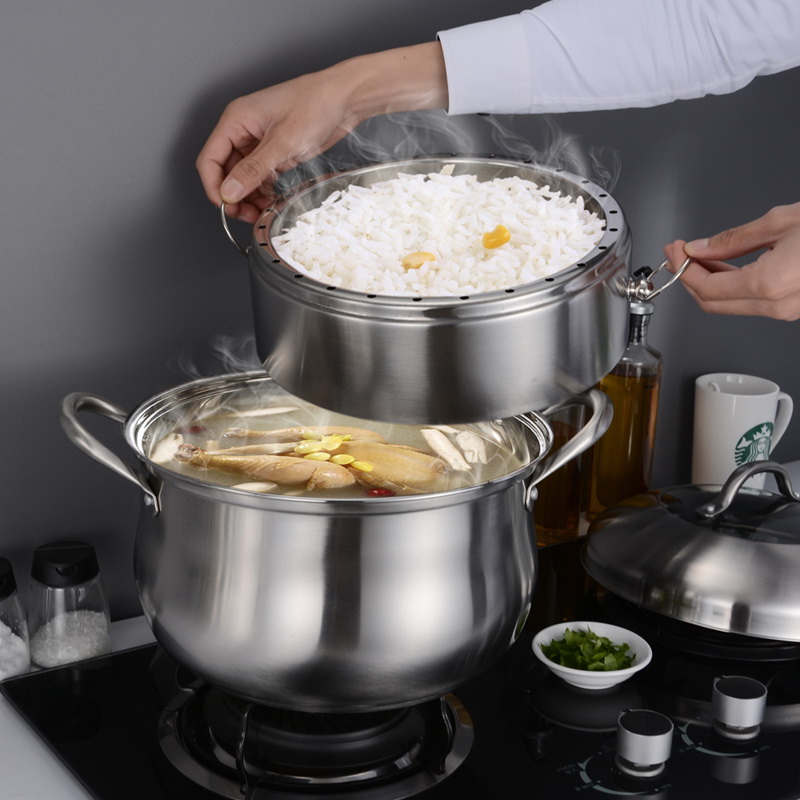 German Process 304 Stainless Steel Steam Boiler Triple thickened without strings Taste Steam Cage stainless steel Home Steamer Steam Electric Pan
