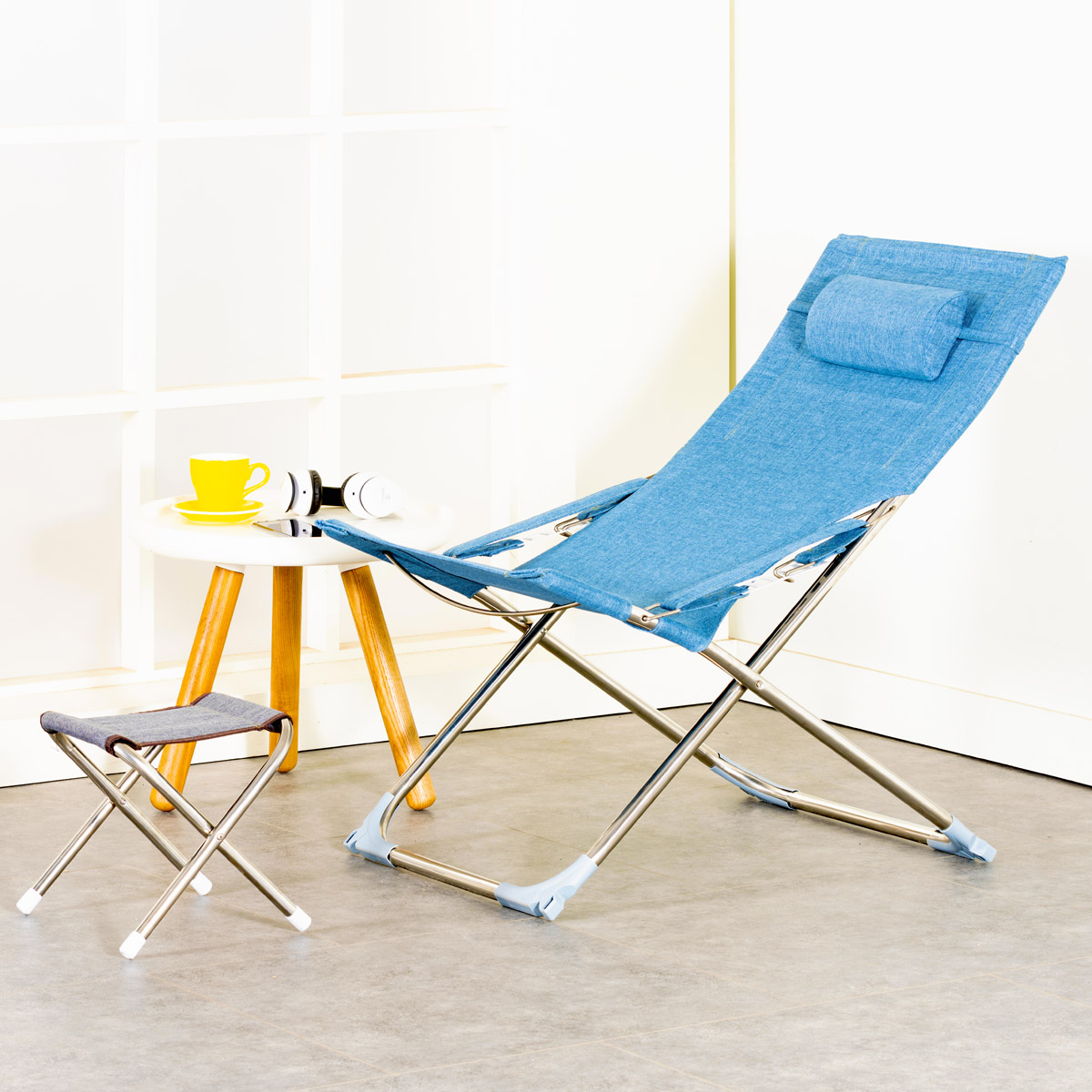 BX Reclining Chair Fold Casual Chair Lunch Break Chair Simple Afternoon Nap Escort Chair Canvas Sun Beach Chair Outdoor Moon Chair