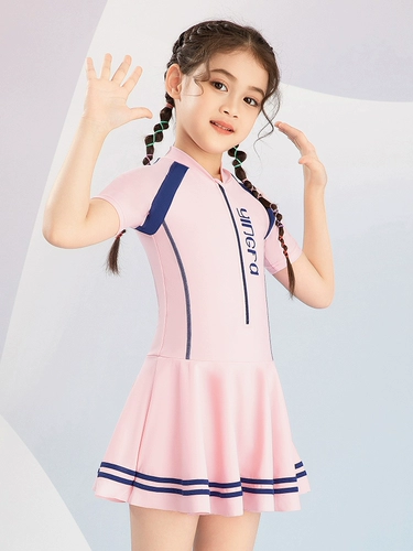 Детский купальник, наряд маленькой принцессы, мини-юбка, лонгслив, быстросохнущий комбинезон, короткий рукав, защита от солнца