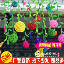 Primary and secondary school students kindergarten indoor ceiling decoration creative decoration Wicker rattan ball swallow opening hanging ornaments