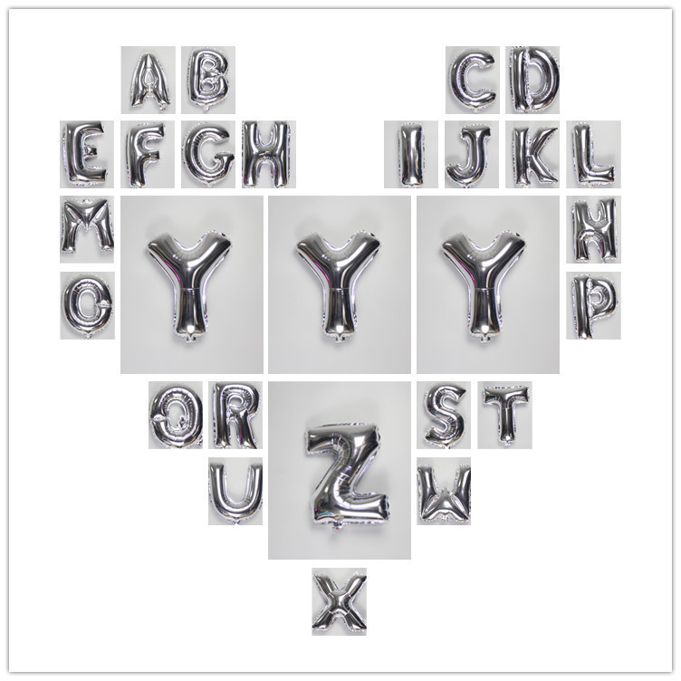 16 inch English Alphabet Aluminum Film Balloons Silver birthday Balloon Decoration Wedding room Alphabetical Decoration Party Arrangement