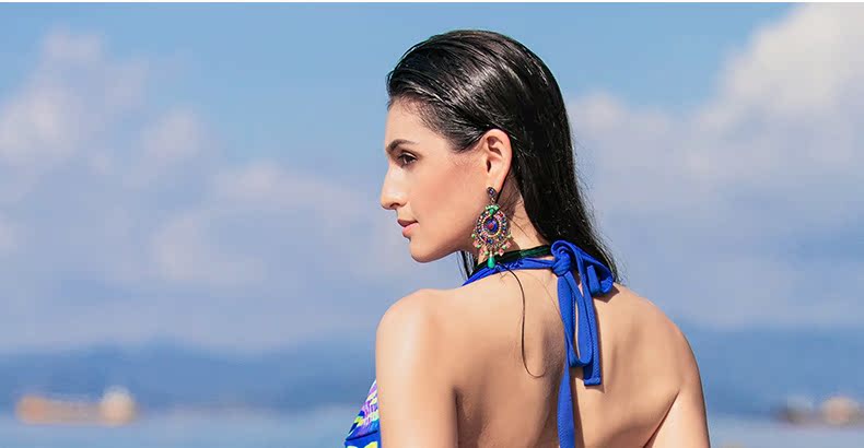 Tim Po Qi ngực nhỏ tụ tập áo tắm nữ bảo thủ che bụng in áo tắm nữ Slim mỏng tam giác áo tắm - Bộ đồ bơi hai mảnh bikini 2 mảnh màu đen