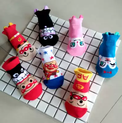 38 ~ day single-sided Superman children's short tube pure cotton socks cute cartoon non-slip spring and autumn baby socks