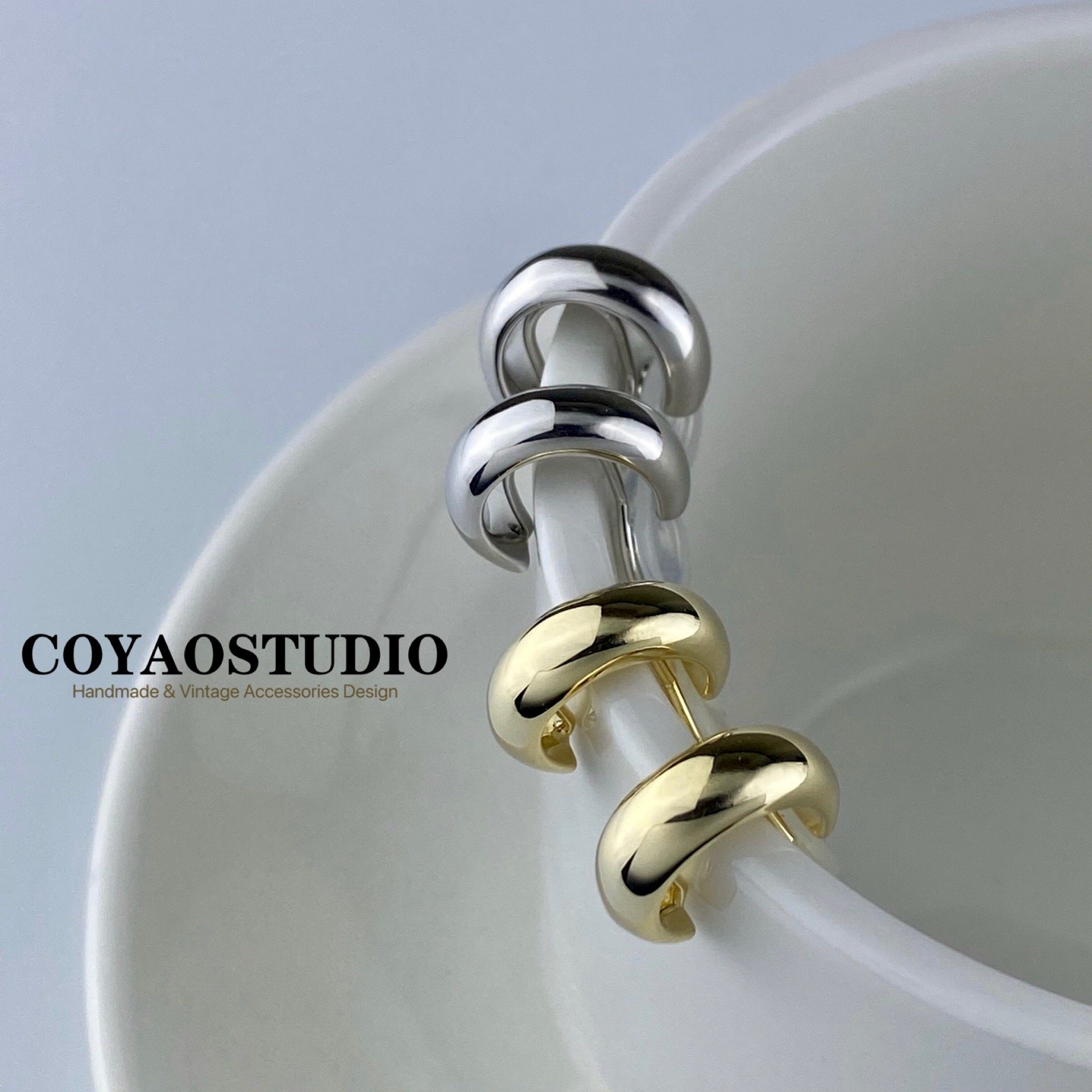 Ring, small earrings, mosquito coils, ear clips, no ear holes, cold wind, Korean ins blogger, simple and versatile high-end earrings