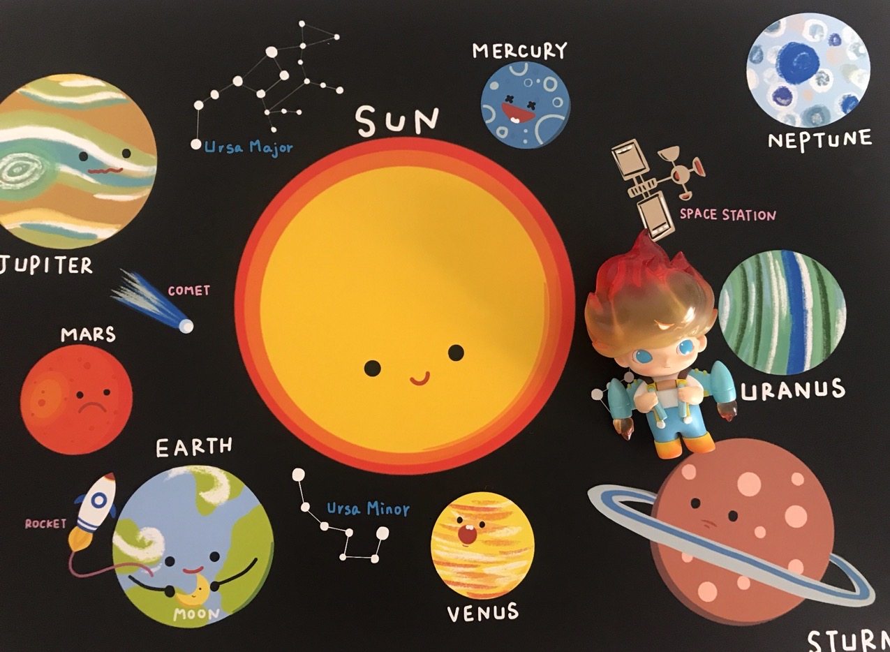INS Wind Pediatrics Room Baby Space Universe Solar System Dinosaur Cognitive poster Hanging Painting Decorations