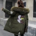 Áo chống mưa cho nữ áo dài phần 2018 dày mùa đông mới cotton phù hợp với cổ áo lông thú lớn phiên bản Hàn Quốc của dịch vụ bánh mì áo kaki nữ lót lông Bông
