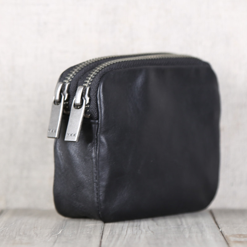 Deep Hill Nine Handmade Cow Leather Zero Wallet Genuine Leather Short Clip Money Clip Card Bag Casual Small Bag Lovers