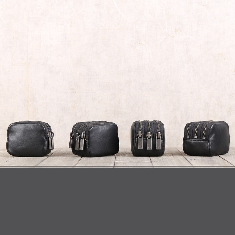 Deep Mountain Nine Genuine Leather Zero Wallet Bull Leather Headphone Data Line Charging Holder collection Package Men and women Original