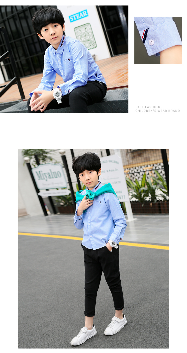 [Đặc khu] nhiều quần áo bé trai sơ mi cotton cotton mùa thu 2018 xuân hè mới sơ mi lịch lãm quý ông đầm trẻ em cao cấp