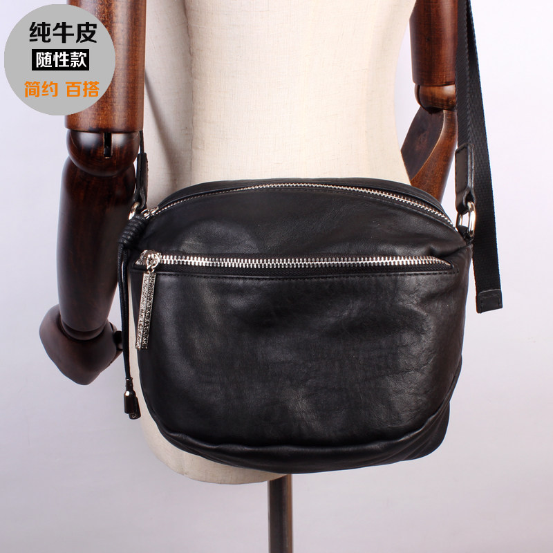 Leather simple slant carry bag Ms. Multi-compartment retro-skin soft leather bag with new single shoulder bag