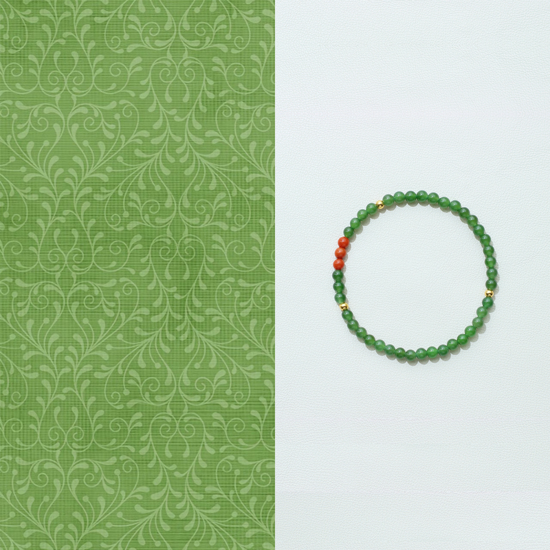 Guanshisan Original Natural Spinach Green Hetian Jade Jasper Southern Red Agate Bracelet for Women, New Chinese Style National Style Bracelet