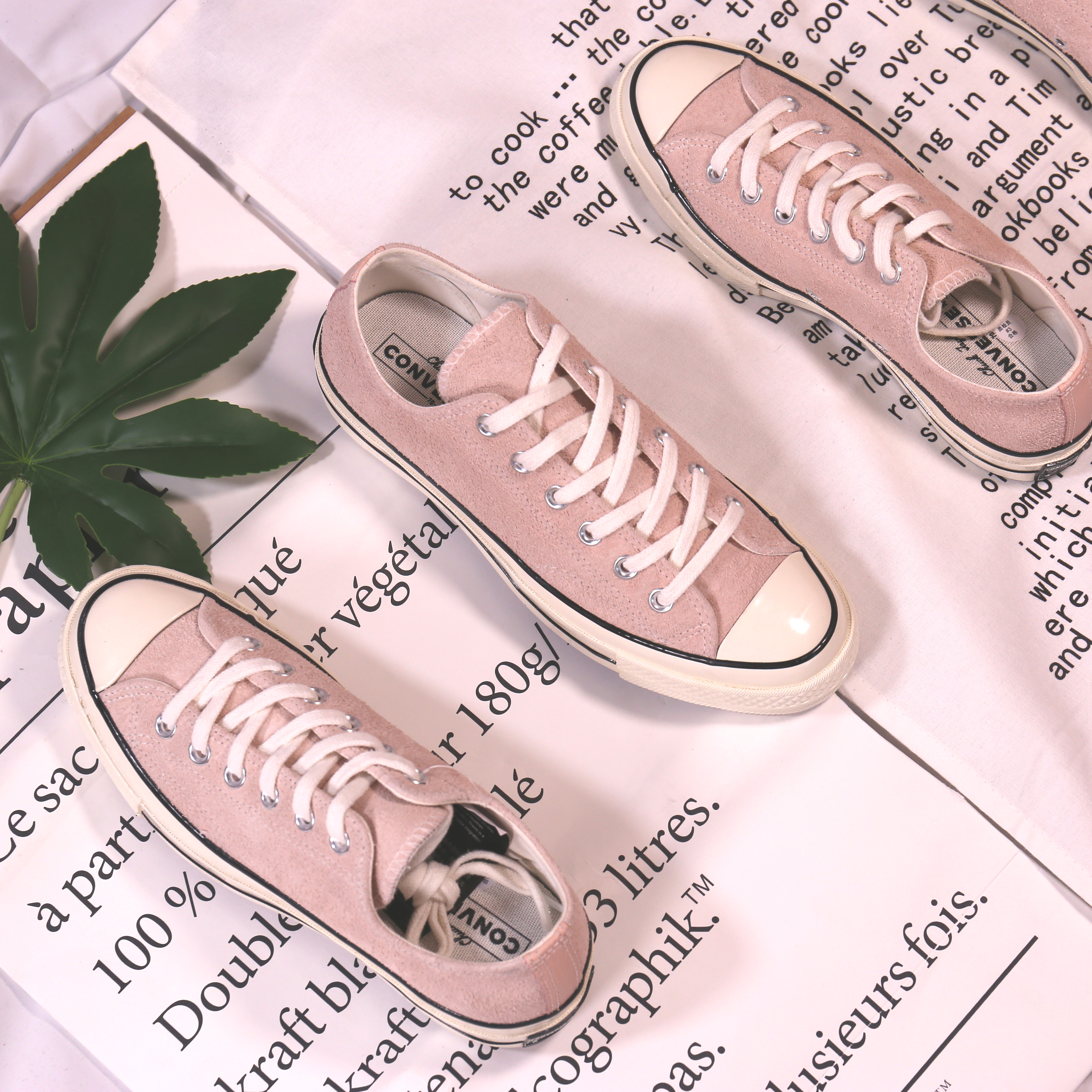 Converse 1970s Samsung tiêu chuẩn màu hồng nhạt phai bột lật lông thấp giày vải 162246c giầy thể thao nữ