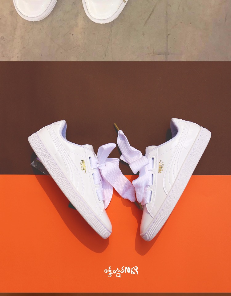 Đầm Puma Hummer nơ trắng nơ trắng da tinh khiết giày nữ bình thường 363073-02 giày le coq sportif