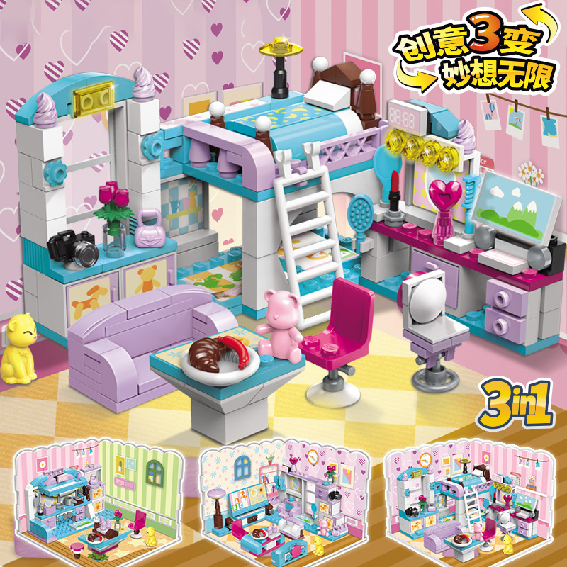 Enlightenment Building Blocks Girl Series Princess Room Educational Assembly Toys Bedroom Set Gift for Ages 3-6-8-9-10