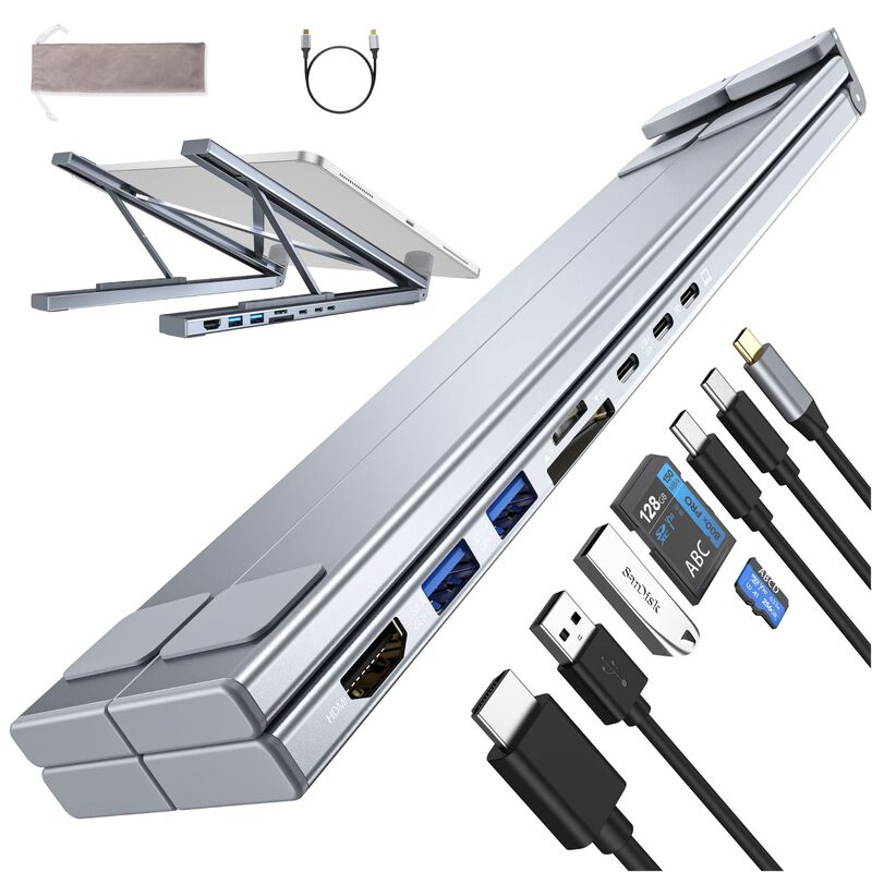 Popular HDMI Aluminum Alloy Multi-Interface Eight-In-One Laptop Docking Station Stand