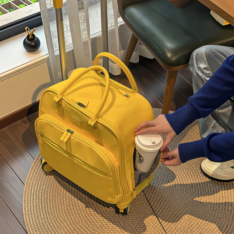 High-Appearance 2026 New Ultra-Light Oxford Cloth Suitcase, Carry-On Trolley Bag, Short-Distance Yellow Trolley Case for Women