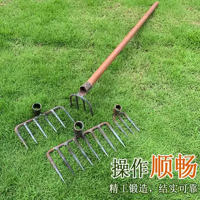 Forging agricultural tools Four, six and eight-tooth rake grass scratching iron rake Agricultural tools household flat earth ripping rake
