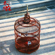 High-end Red Wood Boutique Large Red Acid Branches Bird Cage Solid Wood Large Homemade Decorative Pendulum round Parrot Painted Brow