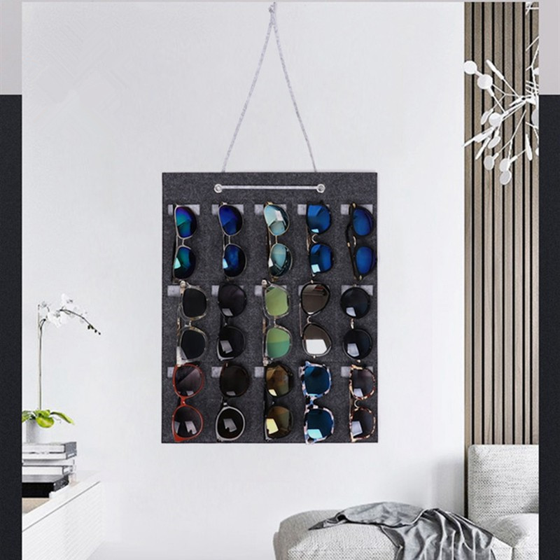 Felt Glasses Bag, Portable Glasses Display Stand, Sunglasses Storage Hanging Bag, Wall-Mounted Back Door Hanging Rack Storage Pouch