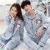 Thời trang Hàn Quốc cặp đôi đồ ngủ mùa thu và mùa đông cotton dài tay ngọt ngào dễ thương phim hoạt hình nam và nữ dịch vụ nhà phù hợp với bông đồ pijama Cặp đôi