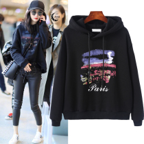 Counter 2021 autumn and winter new Mini Yang with black vests female Korean version of loose hooded pullover coat tide