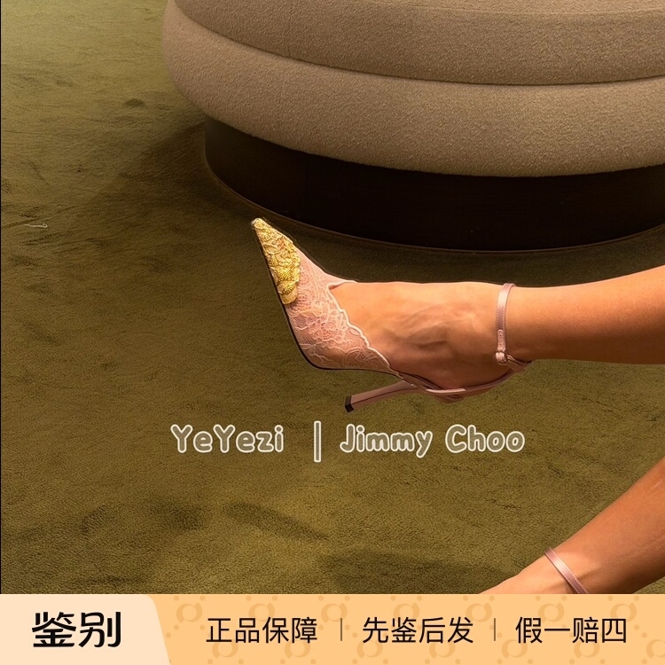 Yezi | Jimmy Choo Zhou Yangjie Jc26 Women's Lace Pointed Toe Faiz 10cm High Heel Pumps Sandals