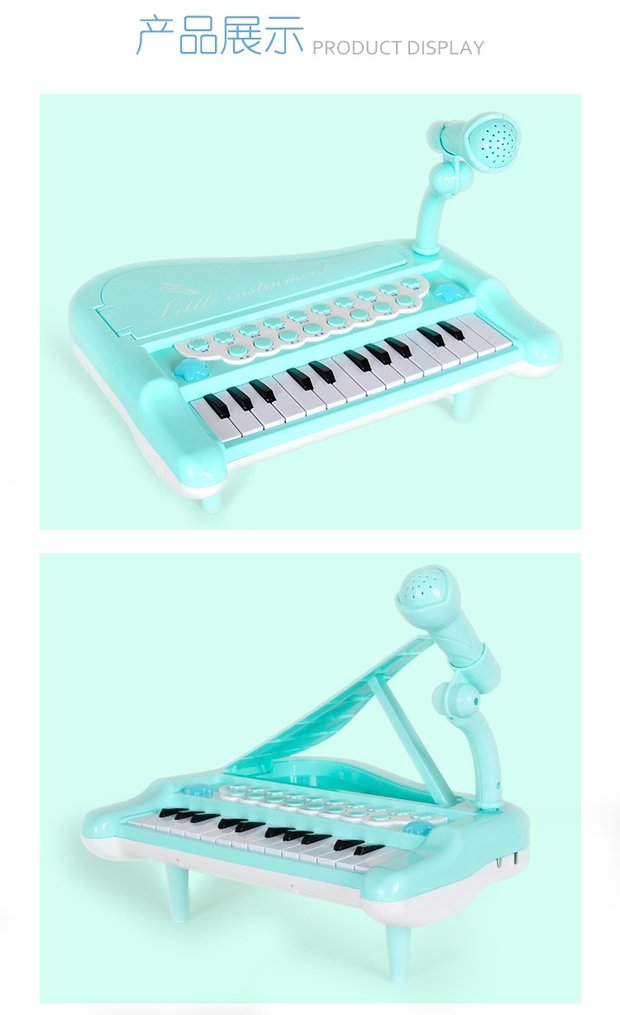 Đồ chơi piano điện tử cho trẻ em Nhạc piano ba chân đa chức năng Nhạc cụ có thể được kết nối với đèn micro điện thoại di động bộ nhạc cụ cho bé