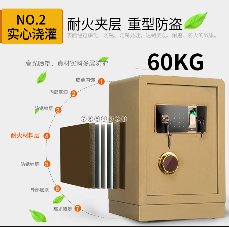 Hộ gia đình an toàn cửa lớn 80cm chống trộm tường nặng mật khẩu vân tay văn phòng an toàn sản phẩm mới - Két an toàn