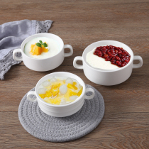  Ceramic Western soup bowl Binaural stew bowl Baking bowl Dessert double skin milk bowl Egg soup bowl Borscht bowl with lid