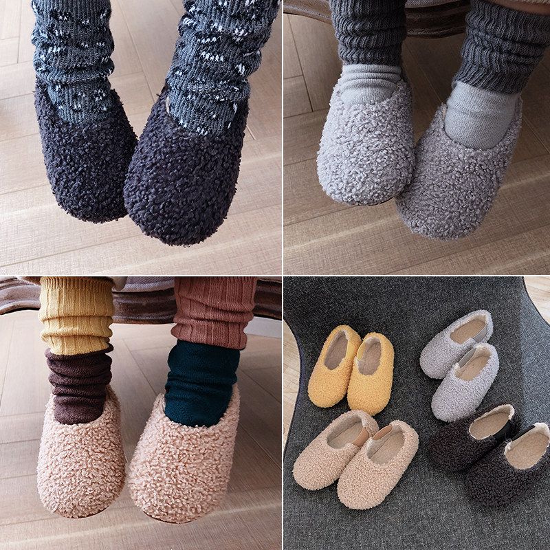 Young men and women 2022 Autumn Winter One Foot Pedal Shoes Baby Gvet Plush Shoes Single Shoe Soft Bottom Shoes