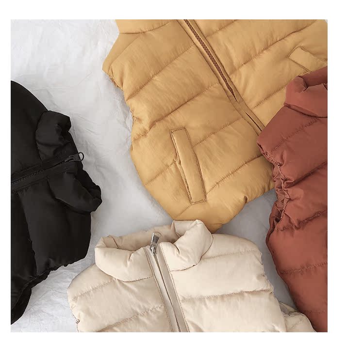 Candy Grandpa Girls Winter 2018 Simple Wind Joker Winter Vest Zipper Cardigan Vest trẻ em ấm hơn áo gile thu đông bé gái