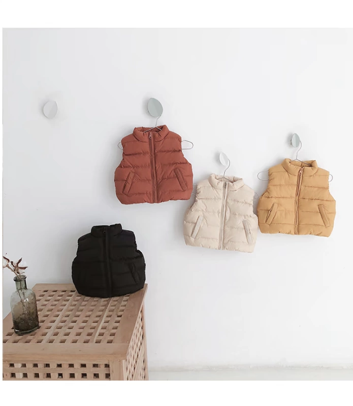 Candy Grandpa Girls Winter 2018 Simple Wind Joker Winter Vest Zipper Cardigan Vest trẻ em ấm hơn áo gile bé gái đáng yêu