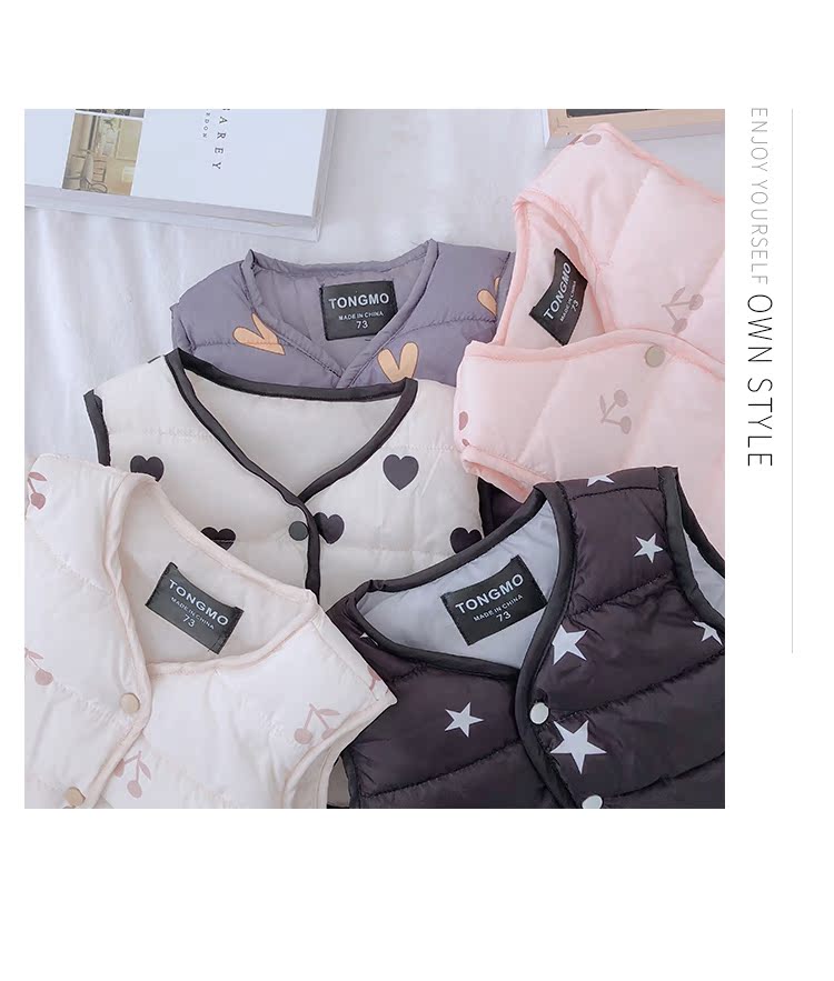 Candy Grandpa Girls Winter 2018 Baby Ấm áp áo vest trẻ em Áo khoác cardigan dày Áo bông áo khoác ba lỗ có mũ cho bé